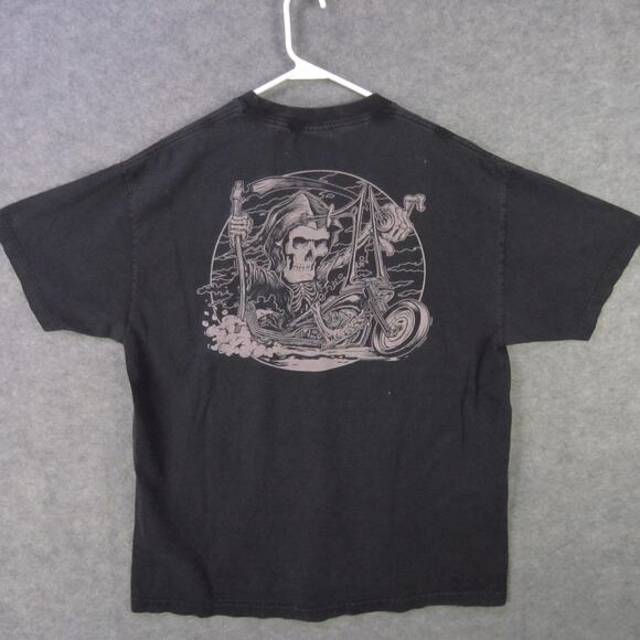 Hot Leathers Shirt Mens Extra Large Black Grim Reaper Motorcycle Biker Graphic - Picture 6 of 6
